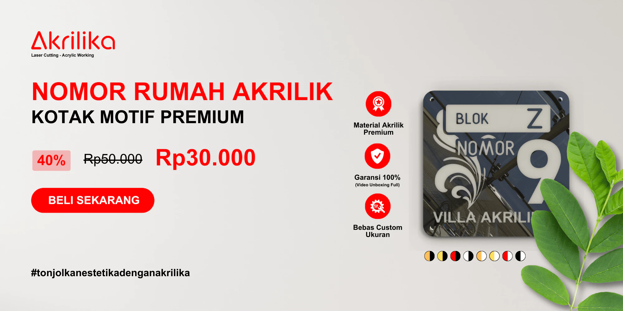 Nomor rumah akrilik custom – angka rumah akrilik tahan cuaca