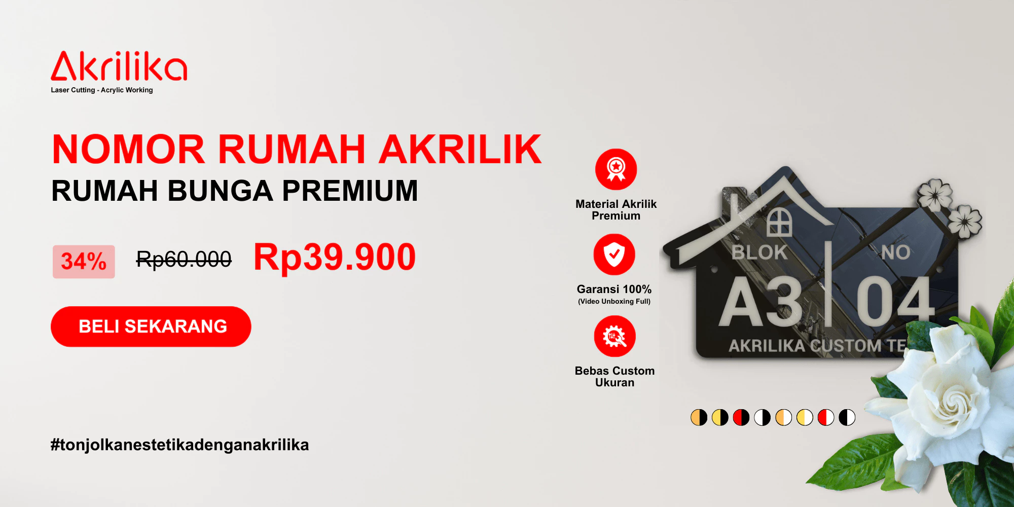Nomor rumah akrilik custom – angka rumah akrilik tahan cuaca