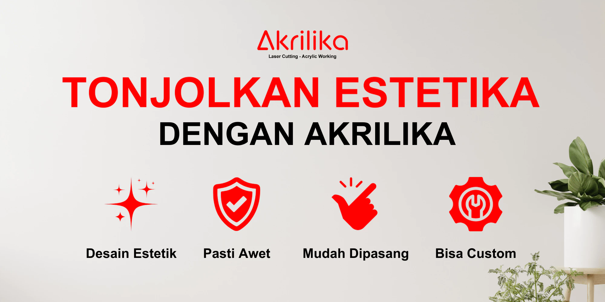 Detail potong laser signage akrilik presisi dari Akrilika